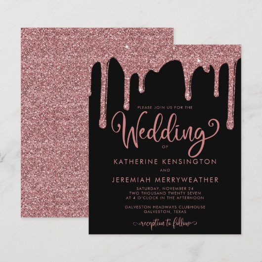 BUDGET Black Roos Gold Glitter Weddenschap (Voorkant / Achterkant)