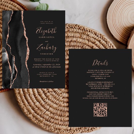 Budget Black Rose Goud Agaat Donkere QR Code Huwel