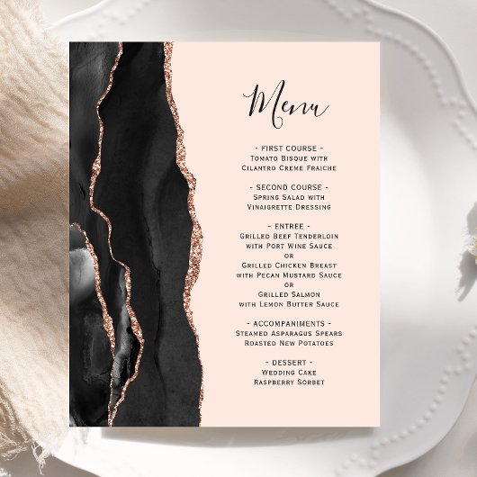 Budget Black Rose Goud Agate Blush Trouwmenu