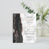 Budget Black Rose Goud Agate Marmeren Trouw Uitnod (Staand voorkant)