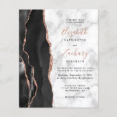Budget Black Rose Goud Agate Marmeren Trouw Uitnod (Voorkant)
