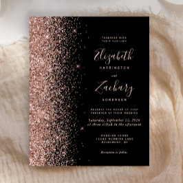 Budget Black Rose Goud Glitter Trouw Uitnodiging