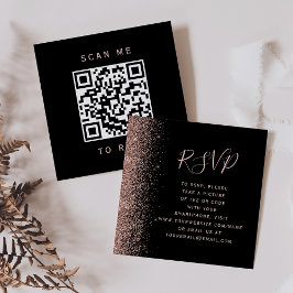 Budget Black Rose Goud Trouw QR Code RSVP Informatiekaartje
