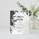 BUDGET Black Roses Elegante Witte Trouw Uitnodigin (Staand voorkant)