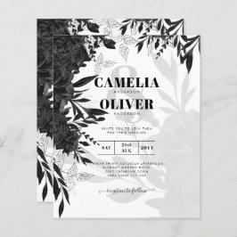 BUDGET Black Roses Elegante Witte Trouw Uitnodigin