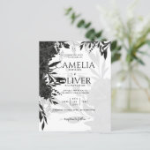 BUDGET Black Roses Elegante Witte Trouw Uitnodigin (Staand voorkant)