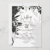 BUDGET Black Roses Elegante Witte Trouw Uitnodigin Kaart (Voorkant)