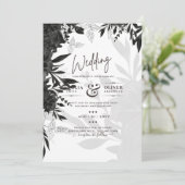 BUDGET Black Roses Elegante Witte Trouw Uitnodigin Kaart (Staand voorkant)