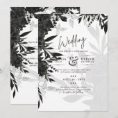 BUDGET Black Roses Elegante Witte Trouw Uitnodigin Kaart (Voorkant / Achterkant)