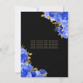 Budget Black Royal Blue Floral Quinceanera Notitiekaartje (Achterkant)