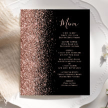 Budget Black Roze Gouden Glitter Bruiloftsmenu