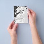 BUDGET Black Rozen Elegant White Wedding Invite Flyer (Hand)