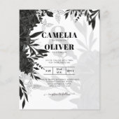 BUDGET Black Rozen Elegant White Wedding Invite Flyer (Voorkant)