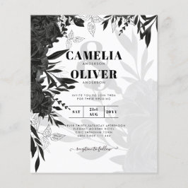 BUDGET Black Rozen Elegant White Wedding Invite Flyer