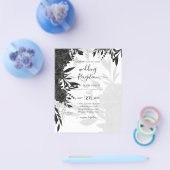 BUDGET Black Rozen Elegant White Wedding Invite Flyer (Enkel)