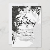 BUDGET Black Rozen Elegant White Wedding Invite Kaart (Voorkant)