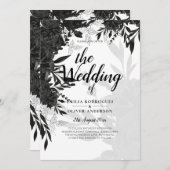 BUDGET Black Rozen Elegant White Wedding Invite Kaart (Voorkant / Achterkant)
