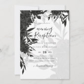 BUDGET Black Rozen Elegant White Wedding Invite Kaart (Voorkant)