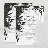 BUDGET Black Rozen Elegant White Wedding Invite Kaart (Voorkant / Achterkant)