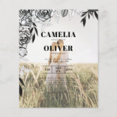 Budget Black Rozen PHOTO OVERLAY Wedding Invite (Voorkant)