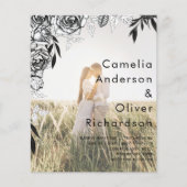 Budget Black Rozen PHOTO OVERLAY Wedding Invite (Voorkant)