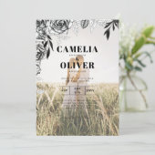 Budget Black Rozen PHOTO OVERLAY Wedding Invite Kaart (Staand voorkant)