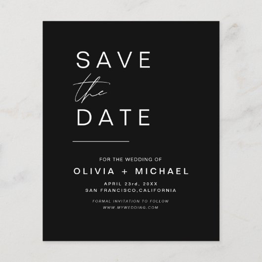 Budget Black Save the Date Photo Invitation Flyer (Achterkant)