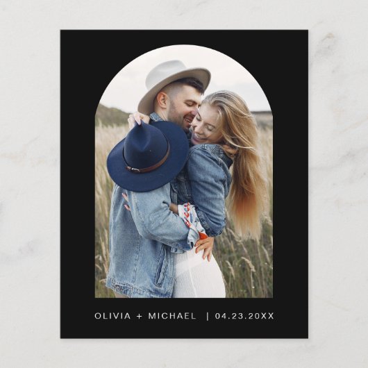 Budget Black Save the Date Photo Invitation Flyer (Voorkant)