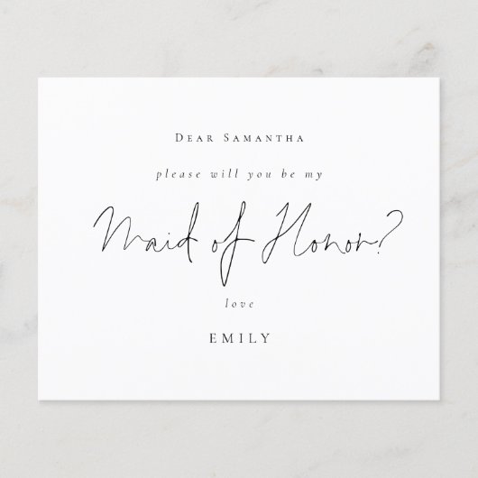 Budget Black Script Maid of Honor Request (Voorkant)