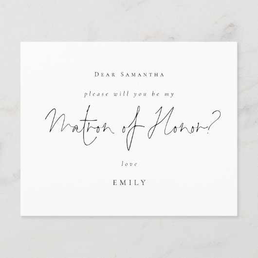 Budget Black Script Matron of Honor Request (Voorkant)