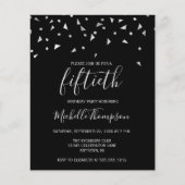Budget Black Silver 50th Birthday Party Invitation (Voorkant)
