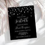 Budget Black Silver 60th Birthday Party Invitation<br><div class="desc">Dit moderne ontwerp is voorzien van faux zilveren driehoekig confetti op een zwarte achtergrond. Het woord "sixtieth" staat in een elegant lichtgrijs handschrift. Personaliseer de uitnodiging met de naam van de gast van eer in lichtgrijs handschrift doopvont, samen met de datum, de plaats, en andere details in lichtgrijze sans serif...</div>