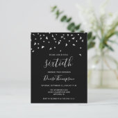 Budget Black Silver 60th Birthday Party Invitation (Staand voorkant)
