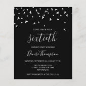 Budget Black Silver 60th Birthday Party Invitation (Voorkant)