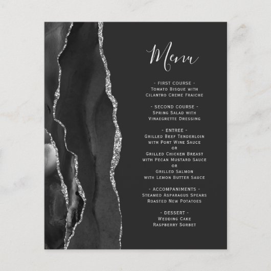 Budget Black Silver Agate Dark Weddenmenu (Voorkant)