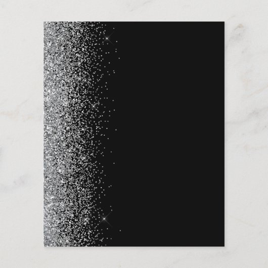 Budget Black Silver Glitter Edge Wedding Menu (Achterkant)