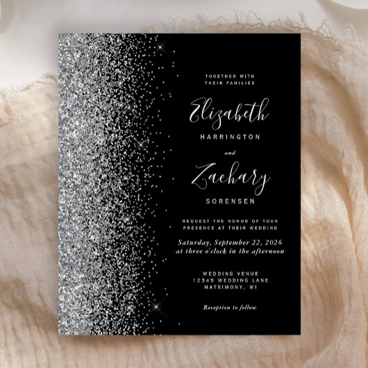 Budget Black Silver Glitter Weddenschap