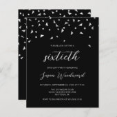 Budget Black Silver Script 60th Birthday Invite (Voorkant / Achterkant)
