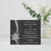 Budget Black Silver Snowflakes trouwuitnodigingen (Staand voorkant)