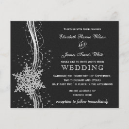 Budget Black Silver Snowflakes trouwuitnodigingen