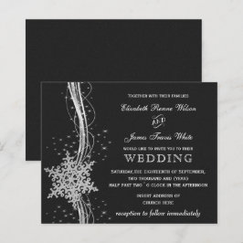 Budget Black Silver Snowflakes trouwuitnodigingen