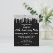 Budget Black & Silver Surprise Jubileum Invite (Staand voorkant)