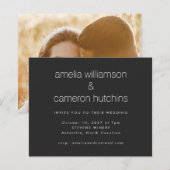 Budget Black Simple Photo Wedding Invitation (Voorkant / Achterkant)