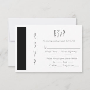 Budget Black Simple Wedding RSVP-Kaart RSVP Kaartje