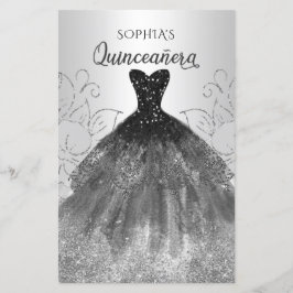 Budget Black Sparkle Dress Quinceañera
