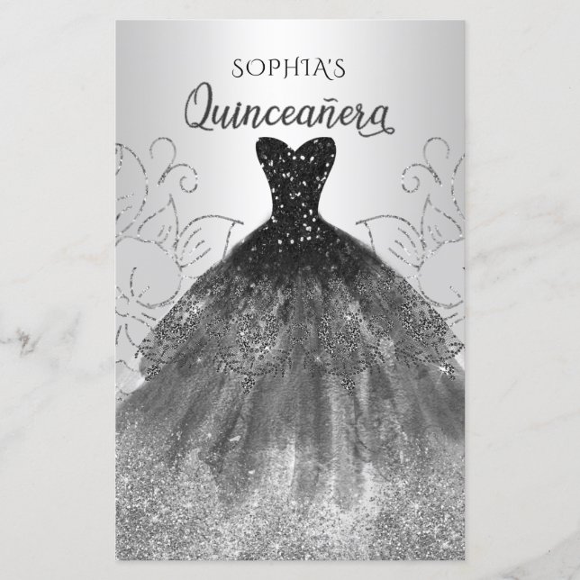 Budget Black Sparkle Dress Quinceañera (Voorkant)