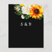 Budget Black Sunflower & Whi Floral Save the Date Flyer (Achterkant)
