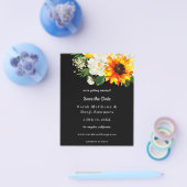 Budget Black Sunflower & Whi Floral Save the Date Flyer (Enkel)