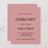 Budget Black Text Dusty Pink Evening Party nodigt  (Voorkant / Achterkant)