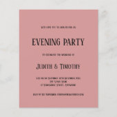 Budget Black Text Dusty Pink Evening Party nodigt  (Voorkant)